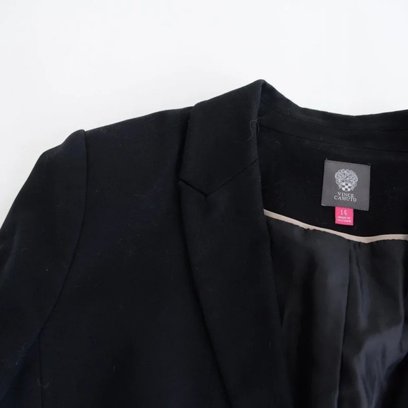 Vince Camuto Black Blazer with Single Gold Button Fitted Jacket Size 14 - Picture 12 of 13